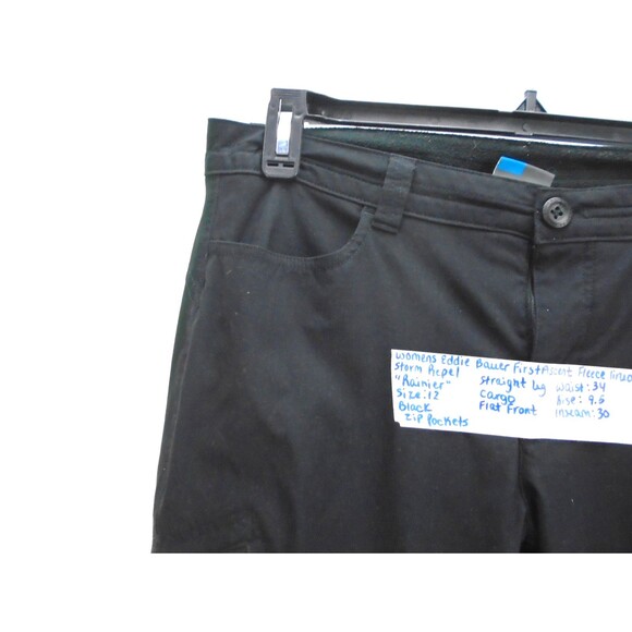 Eddie Bauer First Ascent Rainier Women Size 12 (34x30) Black Pants Fleece Lined - Picture 6 of 12